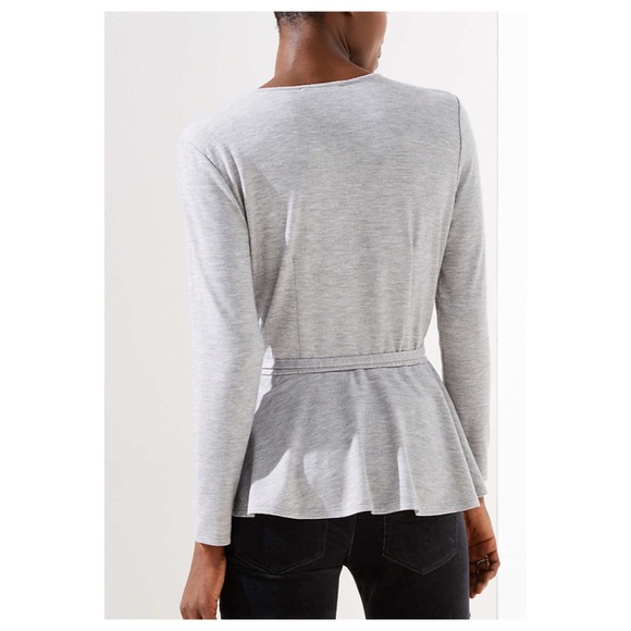 LOFT Pebble Grey Wrap Top - Picture 4 of 8
